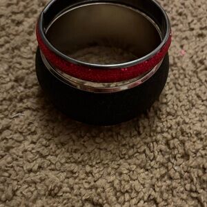 Pink and Black sparkly Bangle Set